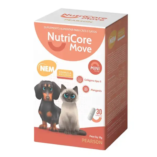 Suplemento Alimentar NutriCore Move Mini para Cães e Gatos - 30 capsulas